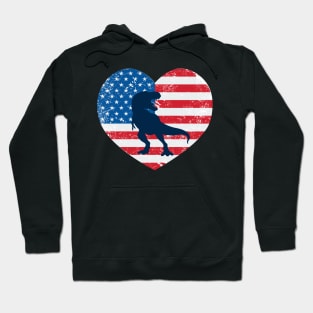 American Flag Heart Love T-Rex Usa Patriotic 4Th Of July Hoodie